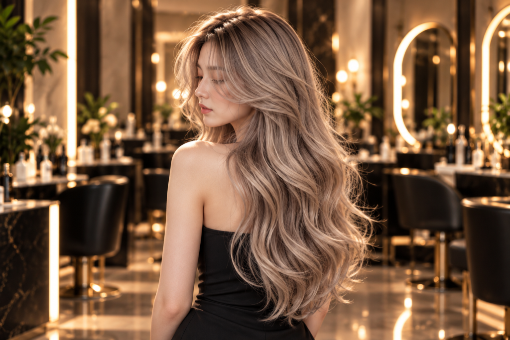 Mái tóc sáng màu sau khi nâng tông tại Pony Hair.